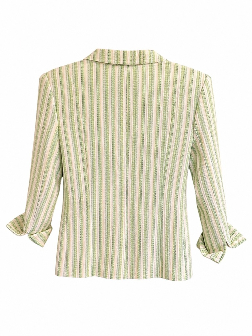 Vintage Green Seersucker Stripe Blazer Jacket Coastal Prep Size M Fits S - Picture 4 of 13